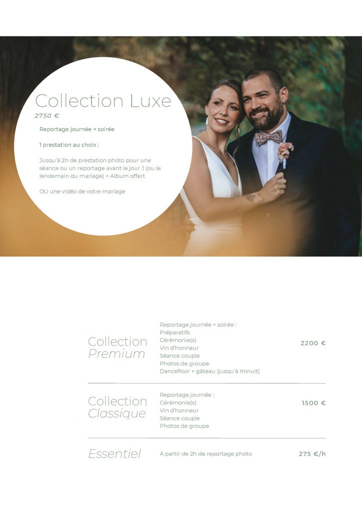 Tarif photographe mariage
